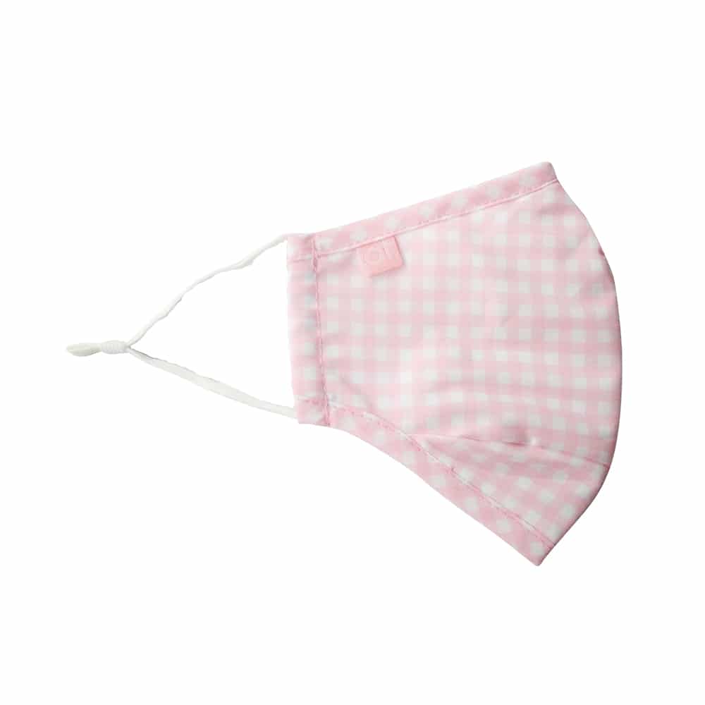 Small Adult / Kids Face Mask – Contoured | Gingham Pink