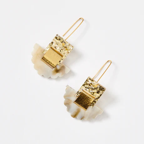 Frill Earrings - Gold / Marble