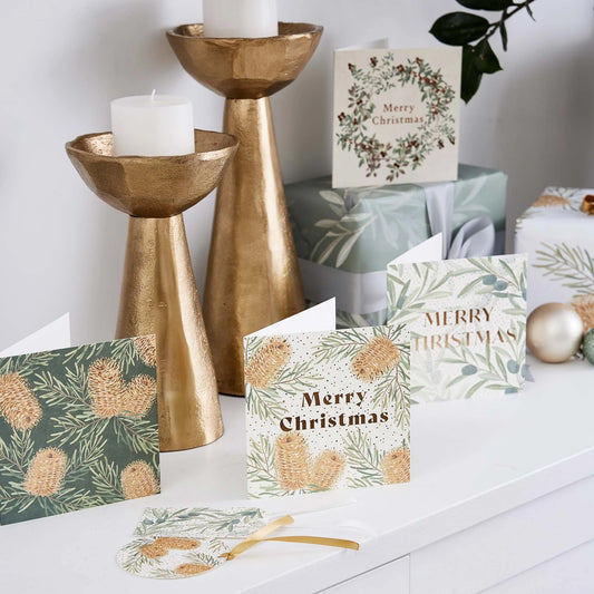 Olive Leaf Christmas Cards & Envelope Set of 8
