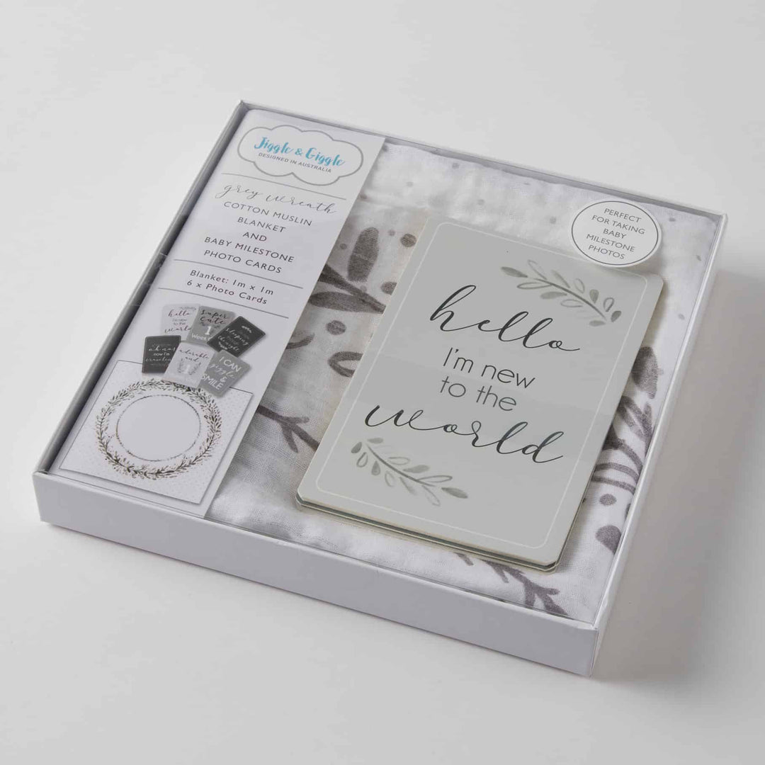 Muslin & Milestone Set - Grey Wreath