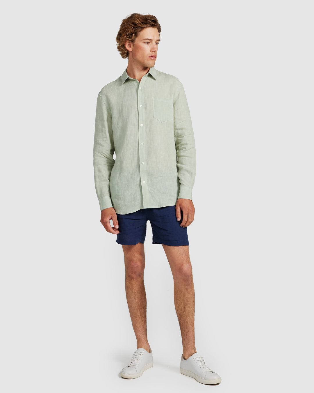 Mens Linen Shirt - Sage