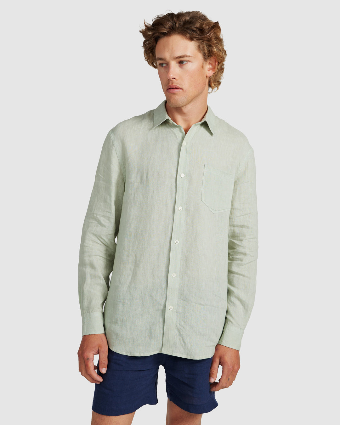 Mens Linen Shirt - Sage