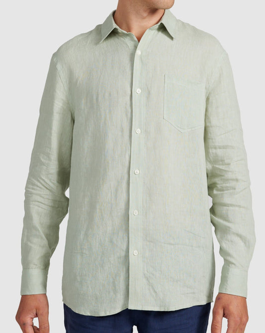 Mens Linen Shirt - Sage