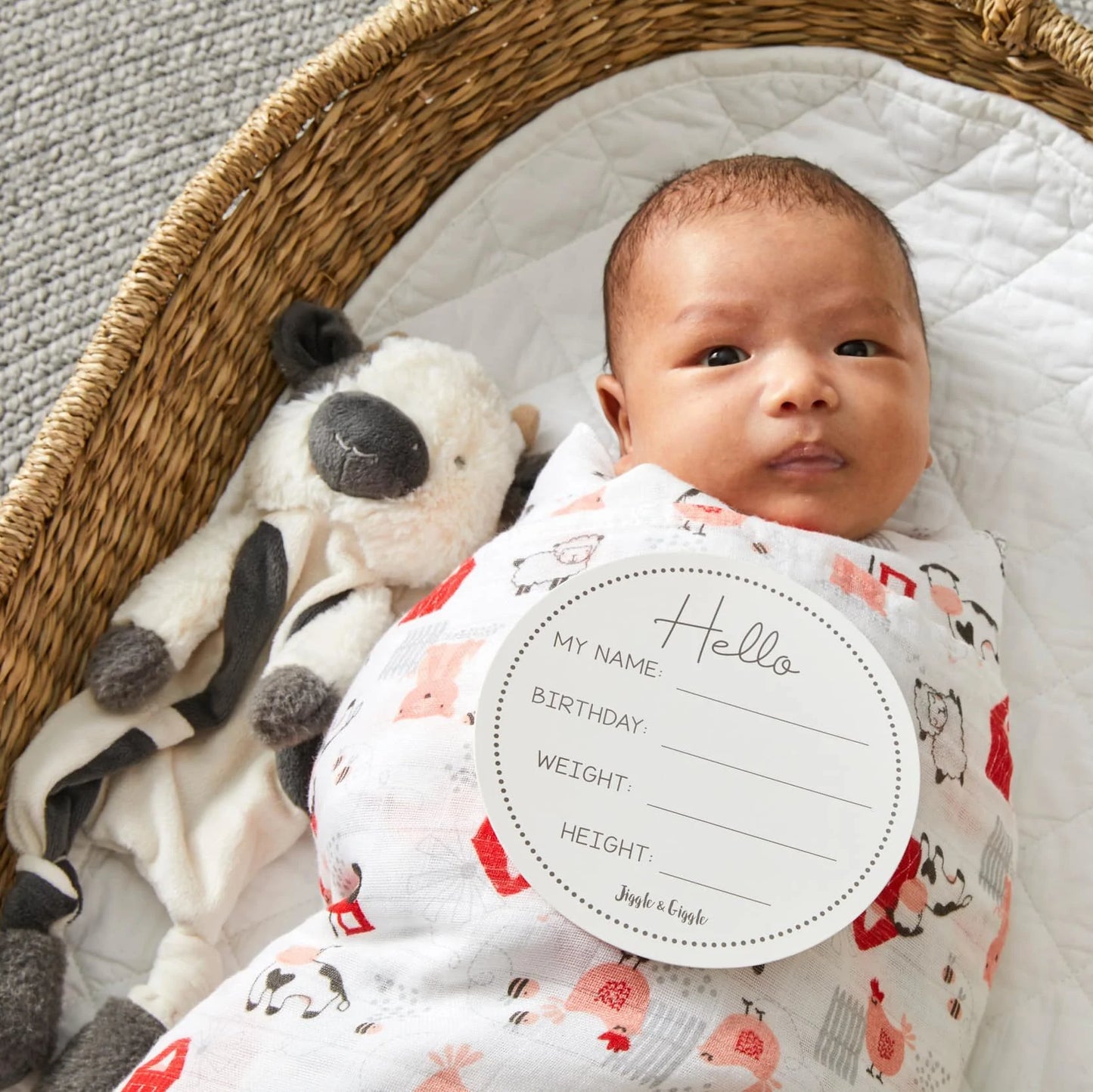 Farm Animals Muslin Wrap & Card Set