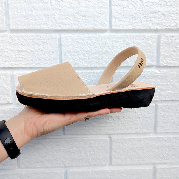 Wedge Wide - Leather Beige Pons