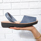 Wedge Wide - Leather Blue Pons