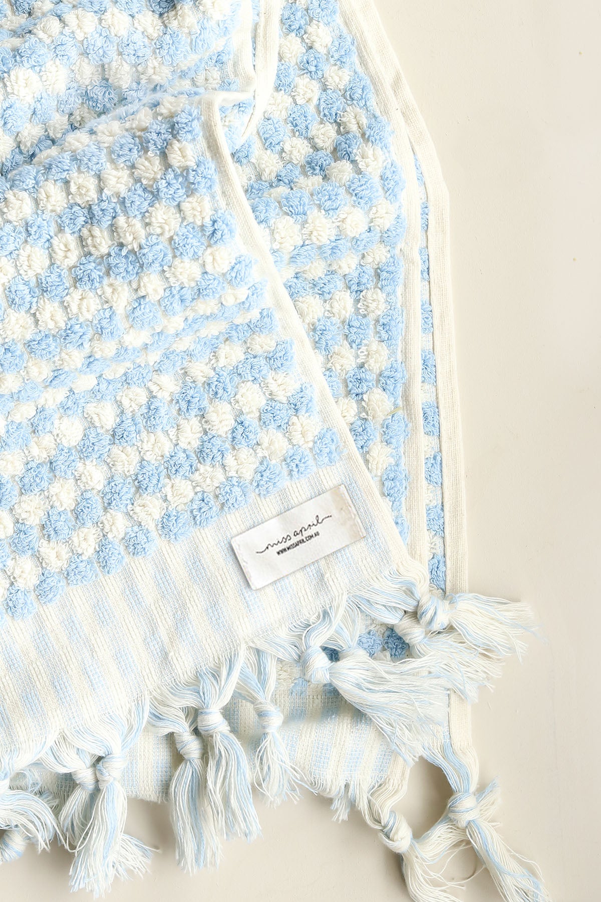 Pompom Turkish Cotton Bath Sheet - Pale Blue | Miss April