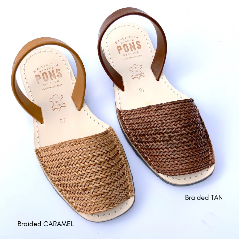 Braided Leather Avarca Pons  -Camel