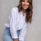 Blue and Pink Stripe Boyfriend Linen Shirt
