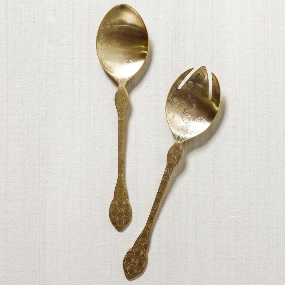 Etched Salad Servers | Champagne