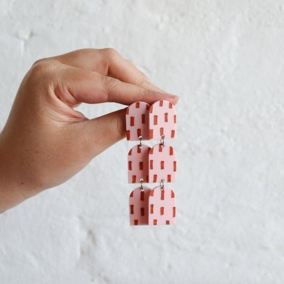The 'Bianca' Earring - Pink / Terracotta