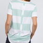 Moss & White Stripe Block Short Sleeve Top