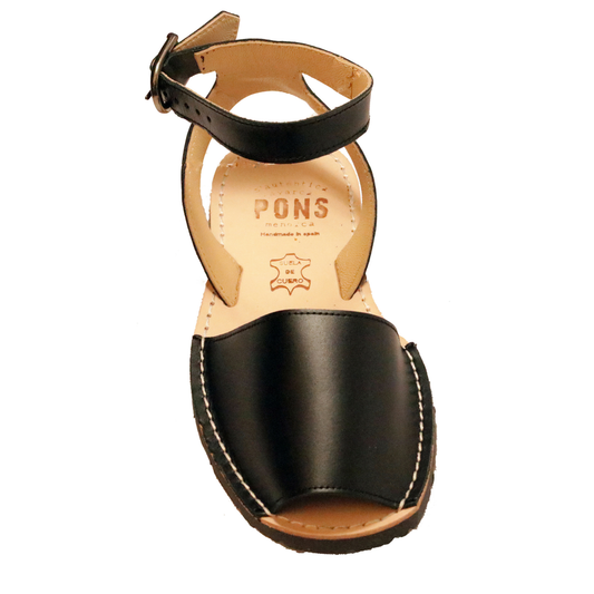 Leather Pons Avarca Ankle Strap - Black