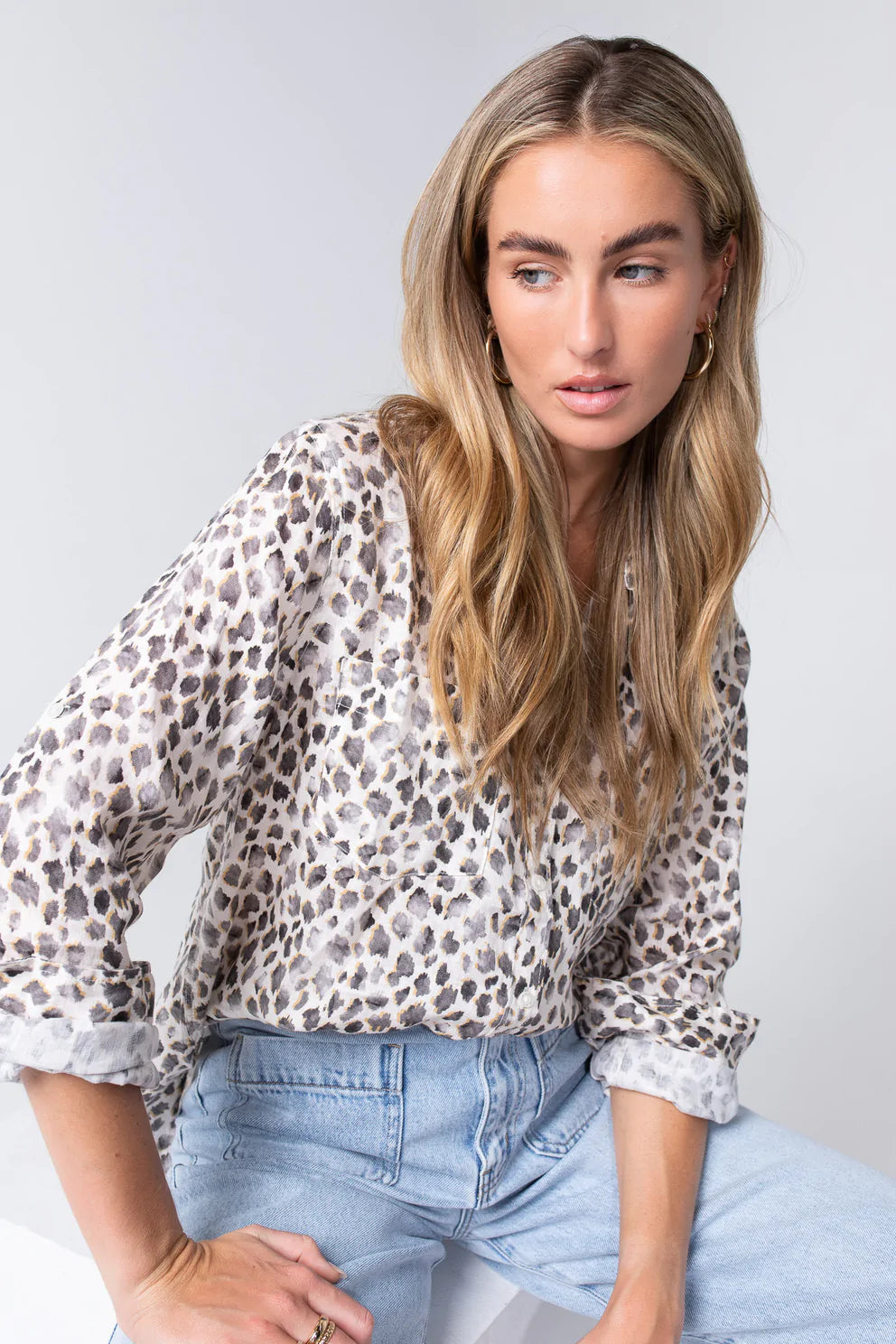 Leopard Print Boyfriend Linen Shirt