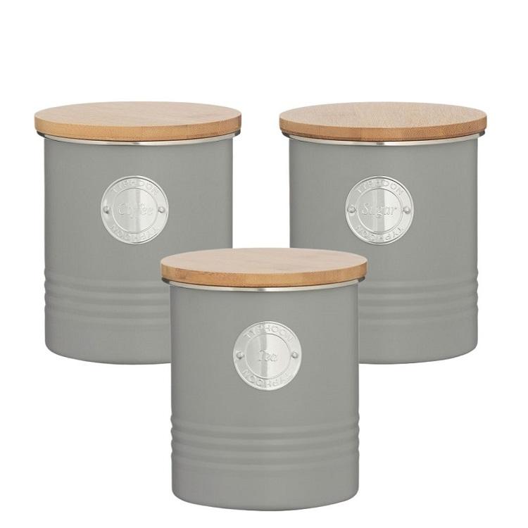 Tea, Coffee & Sugar Canisters  1L | Grey