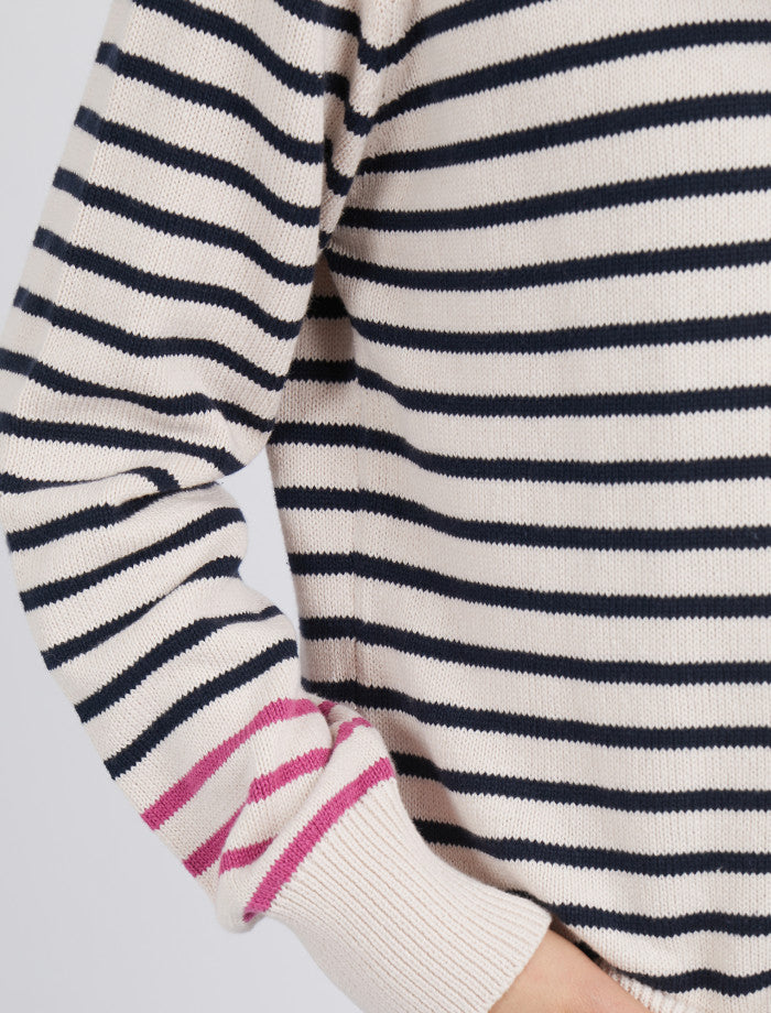 Portia Stripe Oat/ Navy Knit