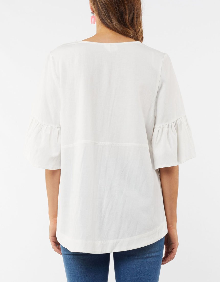 Ellie Frill Top - White