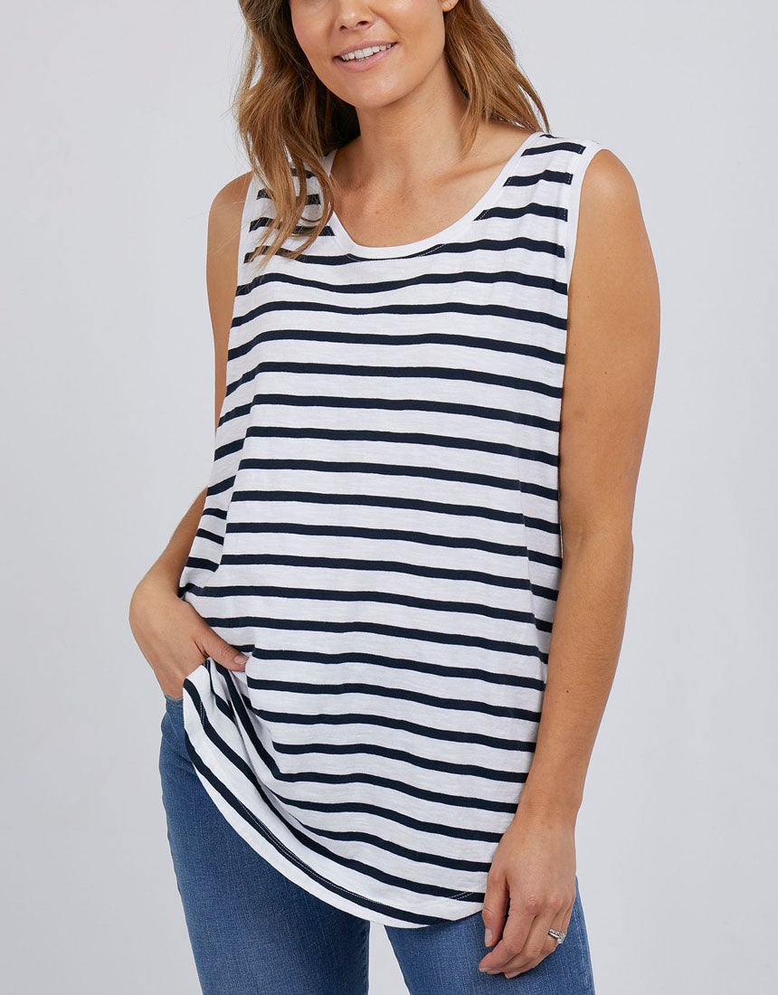Scoop Tank - White/Navy Stripe