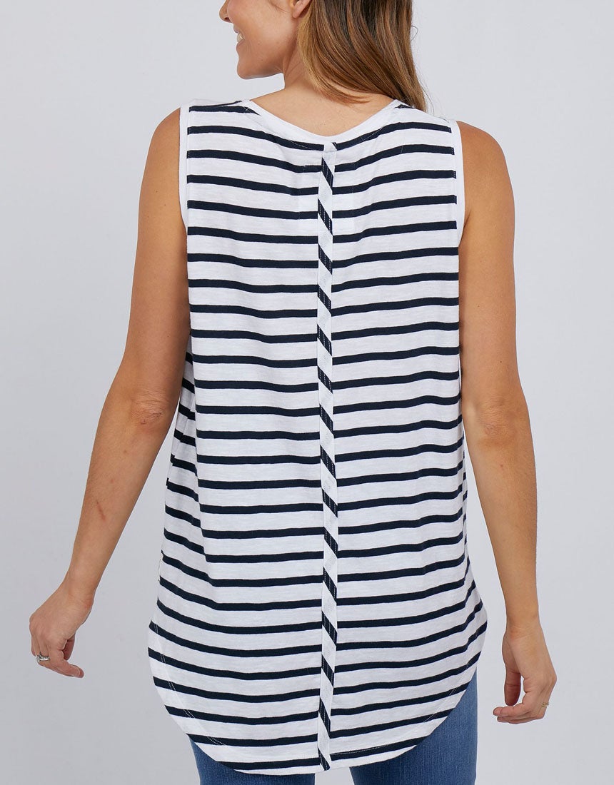 Scoop Tank - White/Navy Stripe