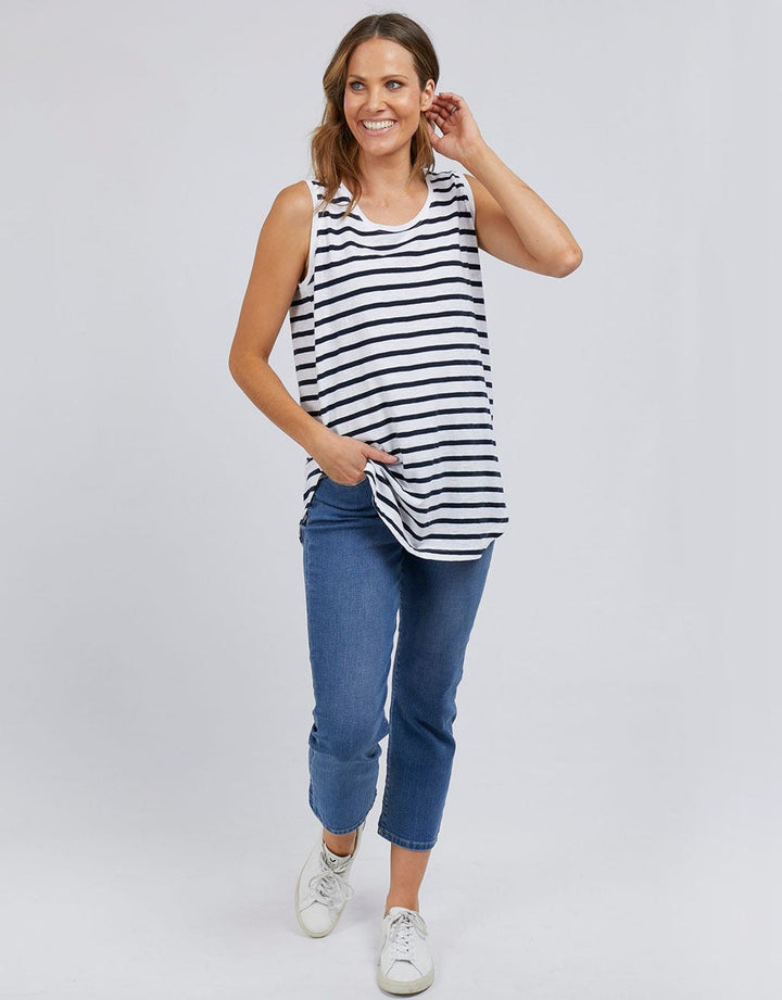 Scoop Tank - White/Navy Stripe