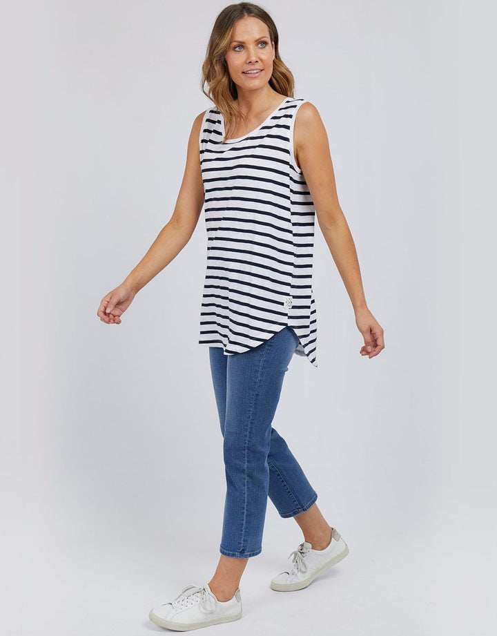 Scoop Tank - White/Navy Stripe